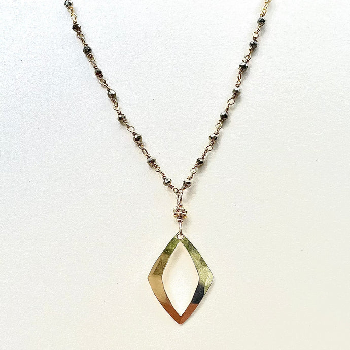 Gold Diamond and Pyrite Necklace