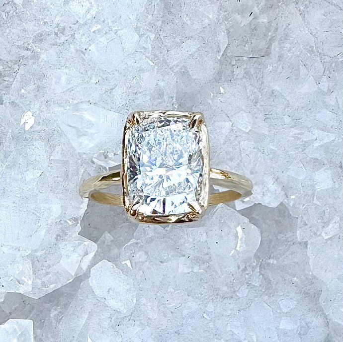 Lab Grown 3 CT Elongated Cushion Cut Diamond Ring