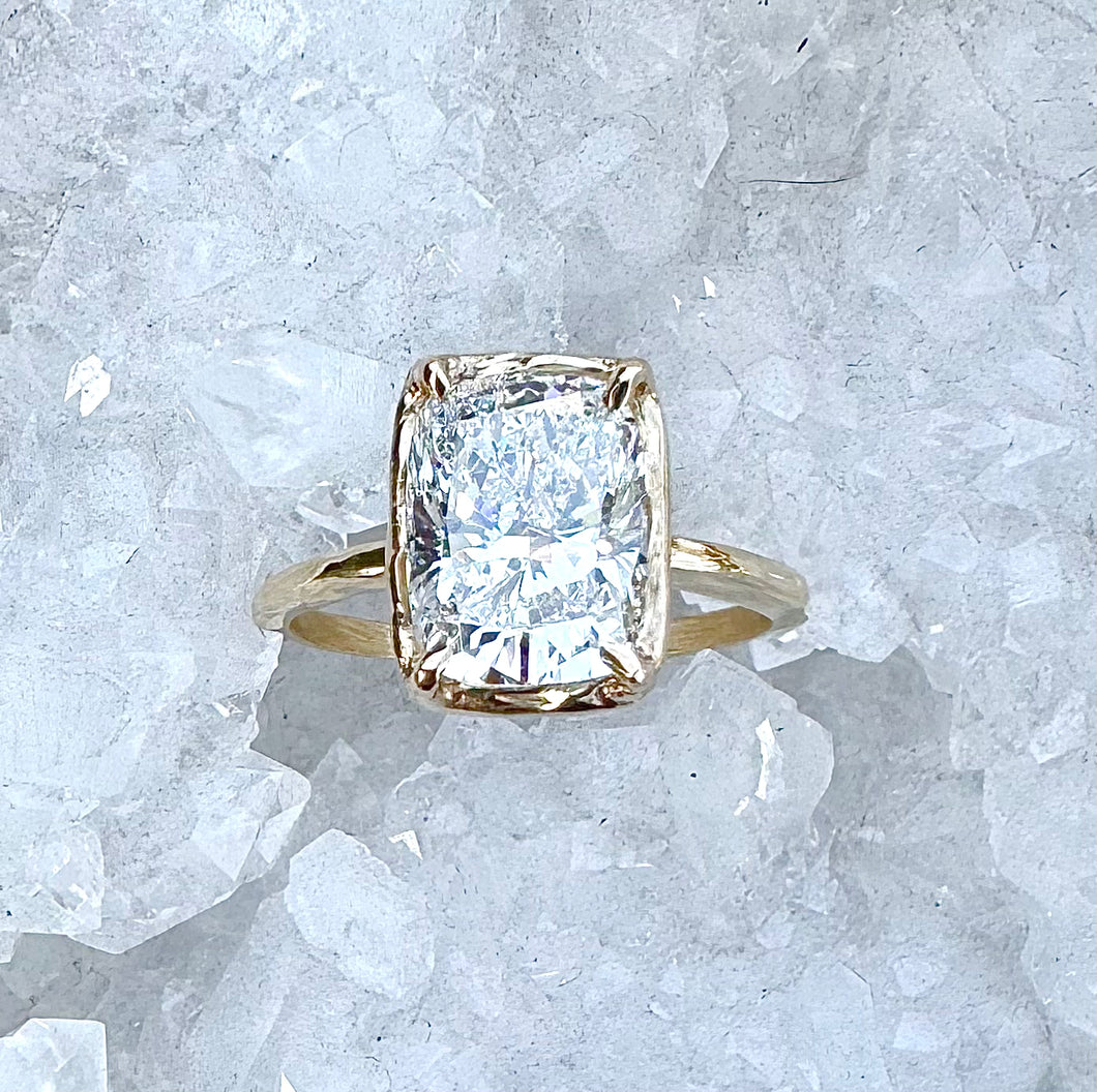 Lab Grown 3 CT Elongated Cushion Cut Diamond Ring