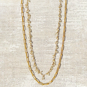 Layered Paperclip Chain with Labradorite Necklace