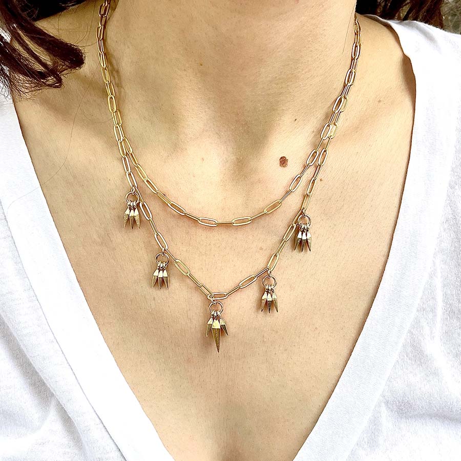 Triple Spike Chain Necklace