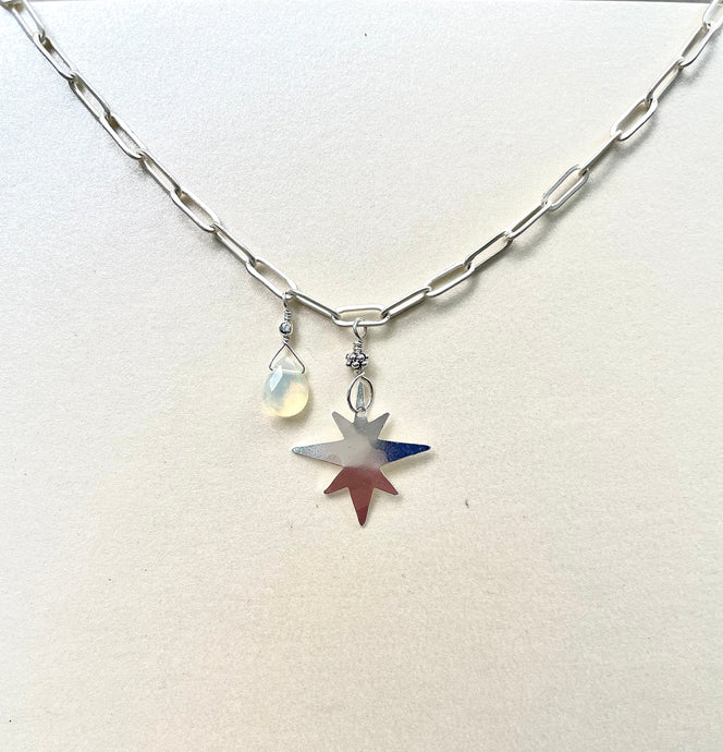 Sterling Silver Star and Ethiopian Opal Necklace