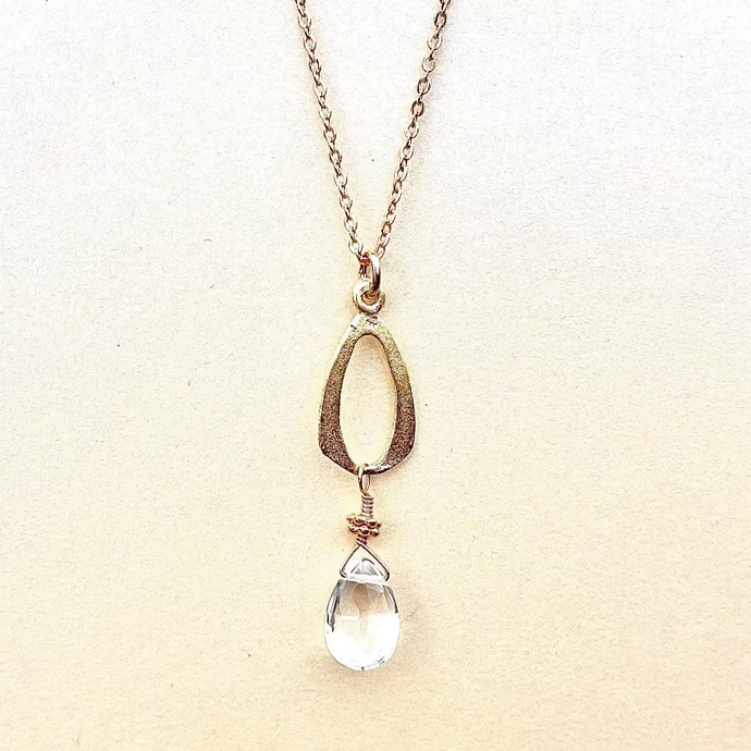 Oval Green Amethyst Necklace