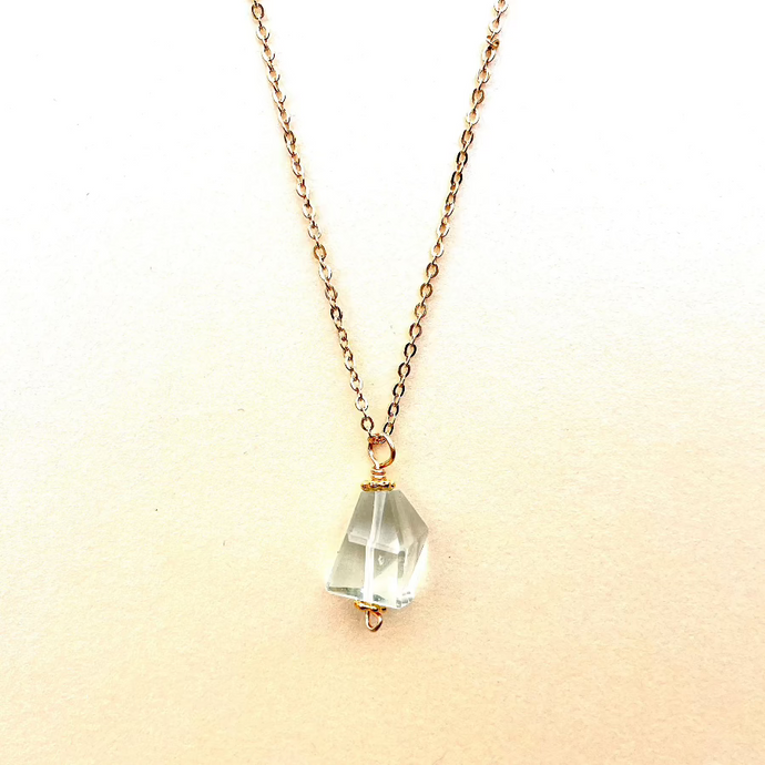 Green Amethyst Nugget Necklace