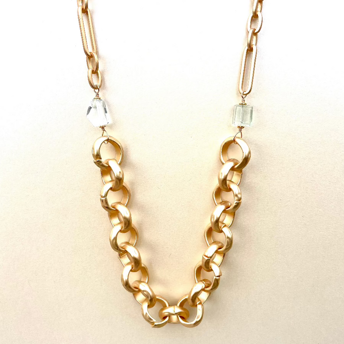 Statement Chain and Green Amethyst Necklace