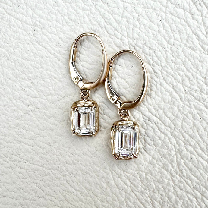 2 Carat Total Emerald Cut Lab Grown Diamond Earrings