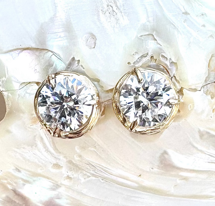 Lab Grown 2.0 CT Round Cut Stud Earring