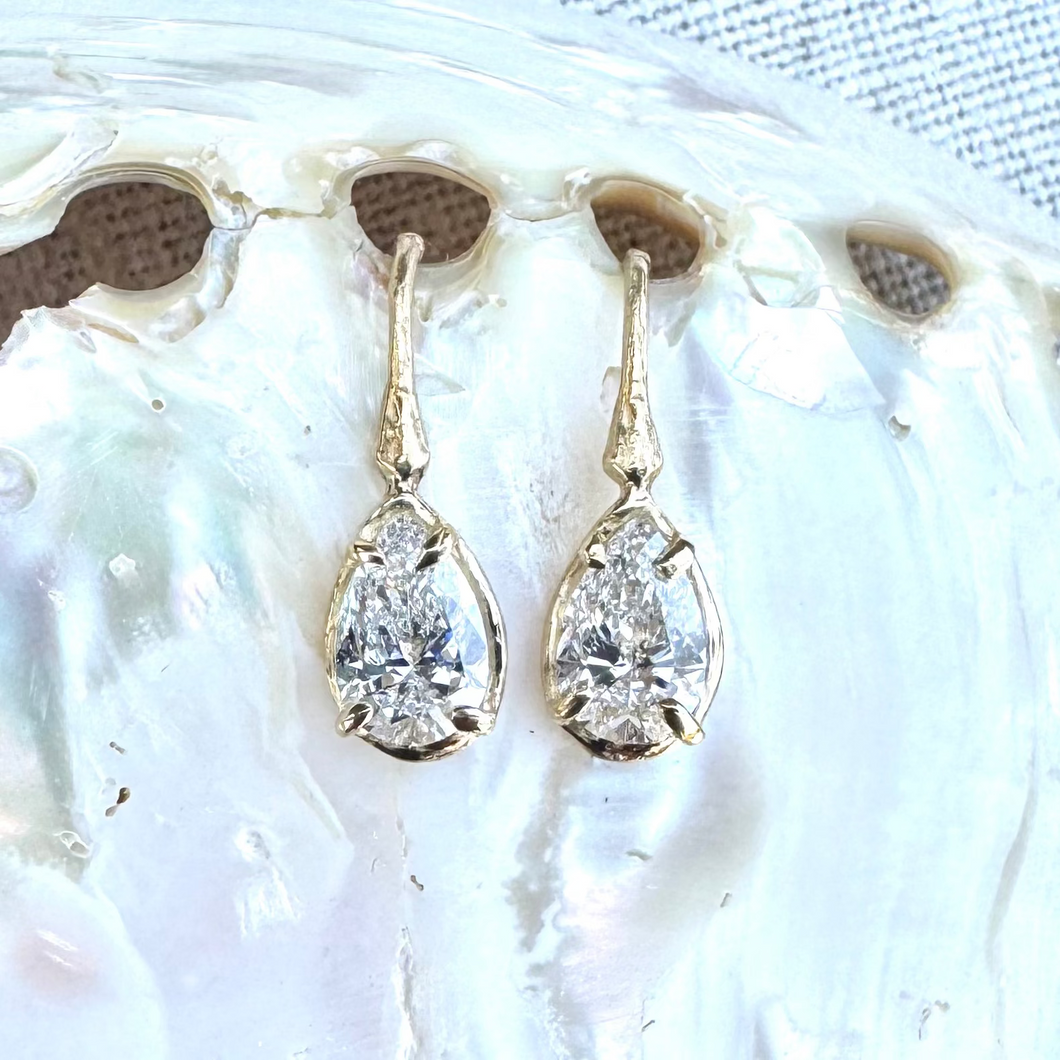 Lab Grown 2.0 CT Pear Cut Branch Earring