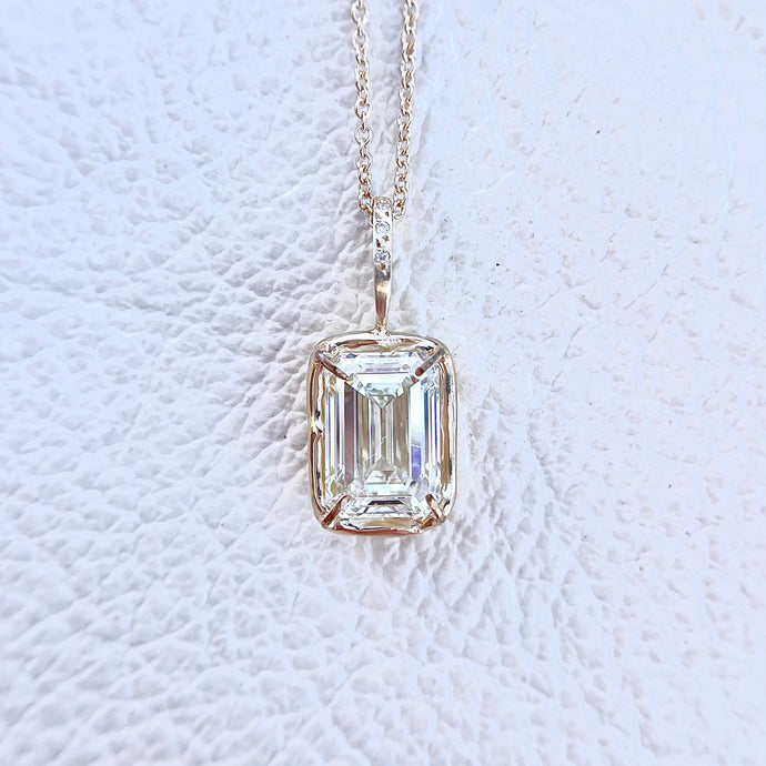 3 Carat Emerald Cut Lab Grown Diamond Necklace