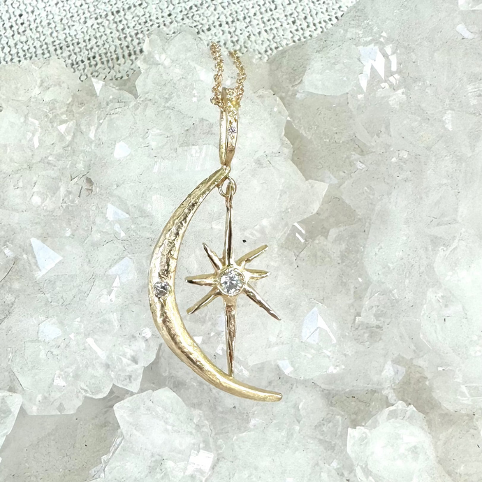 Moon and  Divine Guidance Star Necklace