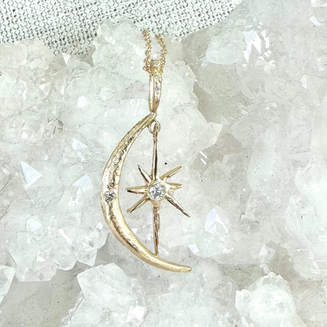 Moon and  Divine Guidance Star Necklace