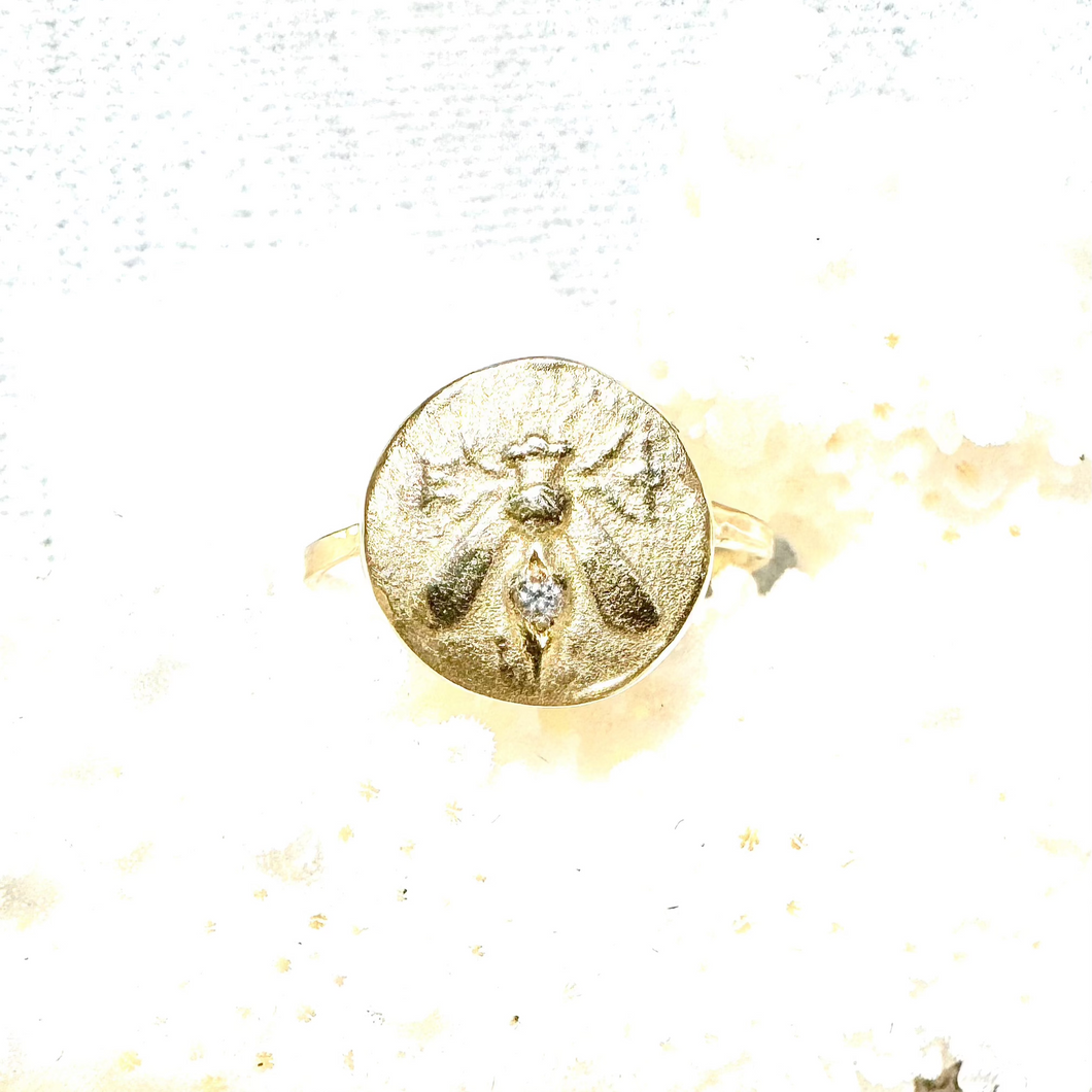 Small Bee Signet Ring