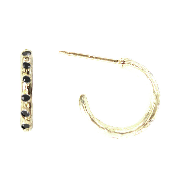 Black Diamond Huggie Earrings
