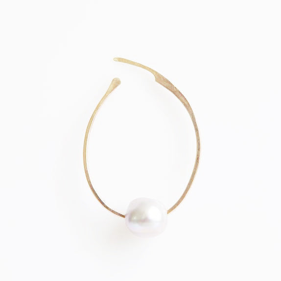 Gold Freshwater Pearl Oval Hoops