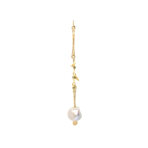 Gold Pearl Gemstone Drop Earrings