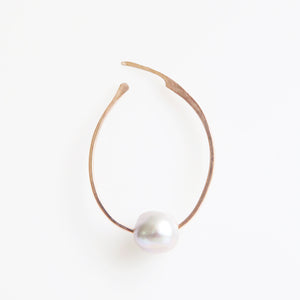 Pearl Oval Hoop Earrings in Rose Gold