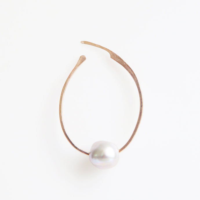 Pearl Oval Hoop Earrings in Rose Gold
