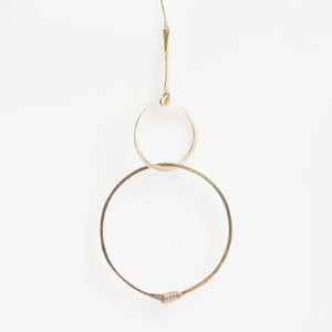 Double Round Drop Earrings in Rose Gold