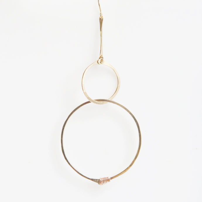 Double Round Drop Earrings in Rose Gold