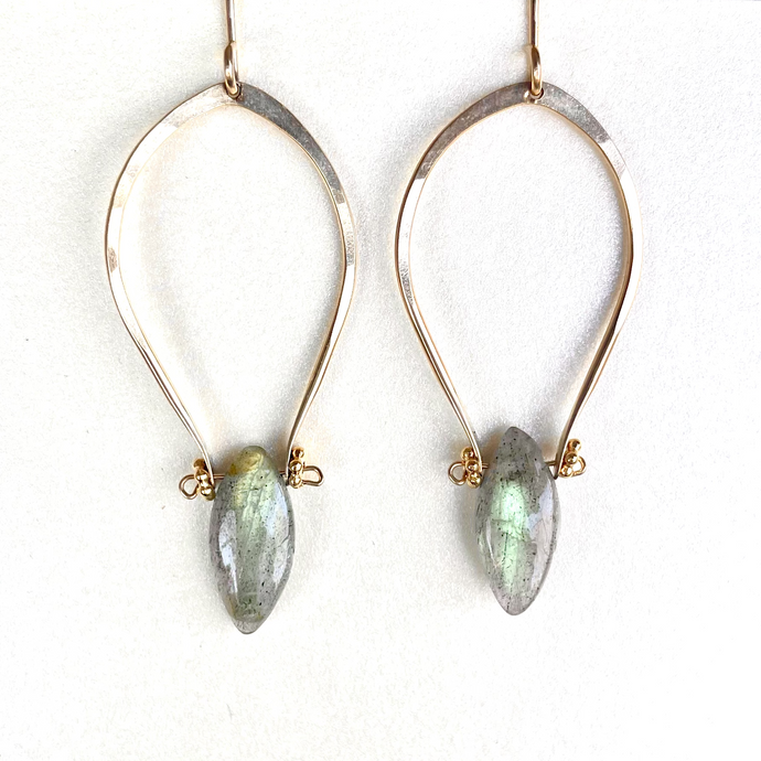 Oval Labradorite with Short Sling Earrings