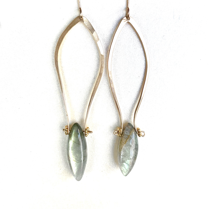 Oval Labradorite with Long Sling Earrings