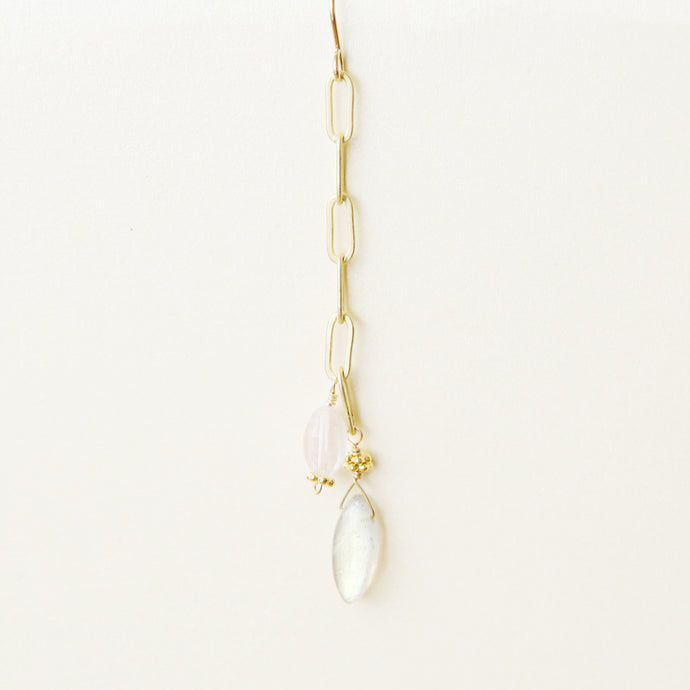 Rose Quartz and Labradorite Drop Earrings