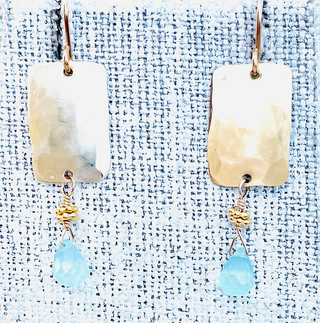 Small Chalcedony Hammered Earrings