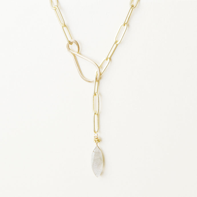 Adjustable Labradorite Drop Necklace 18''