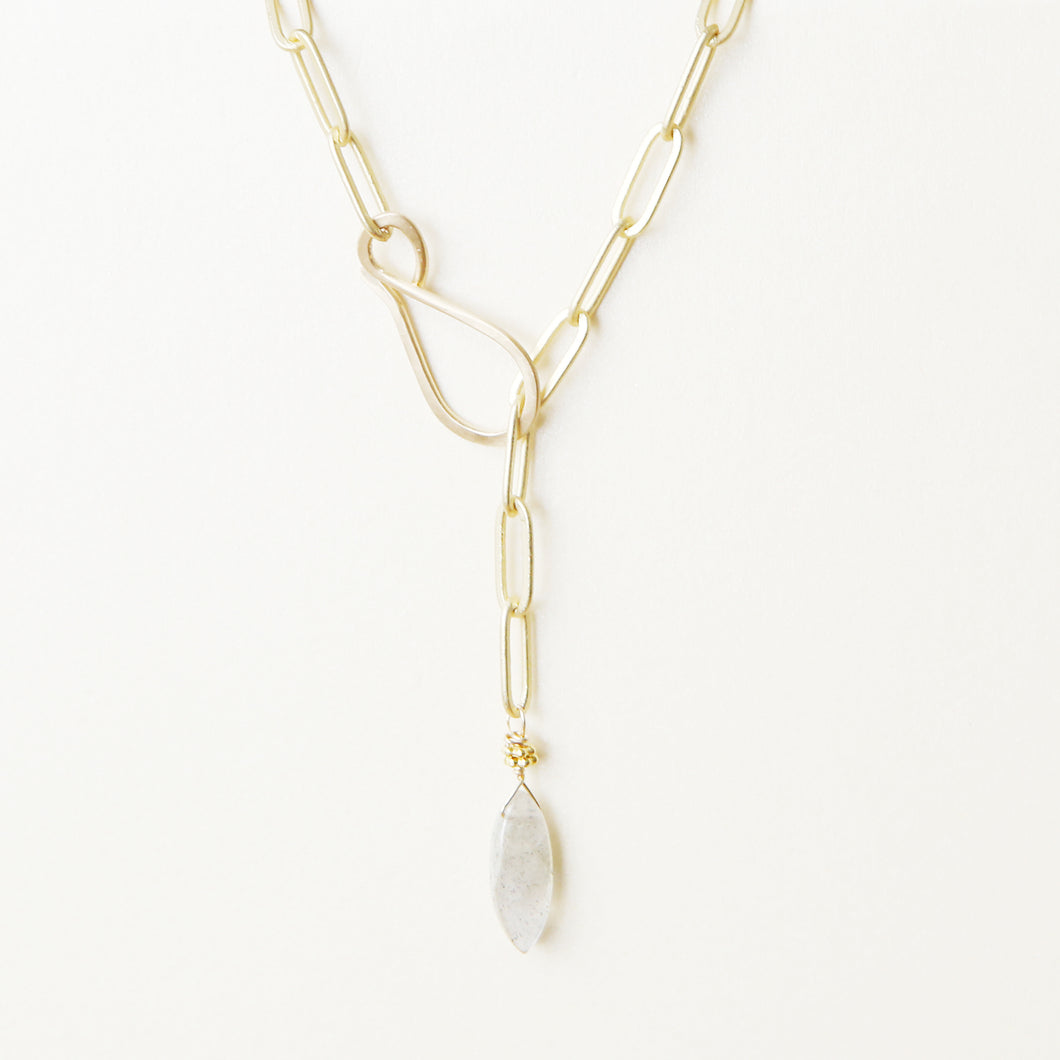 Adjustable Labradorite Drop Necklace 18''