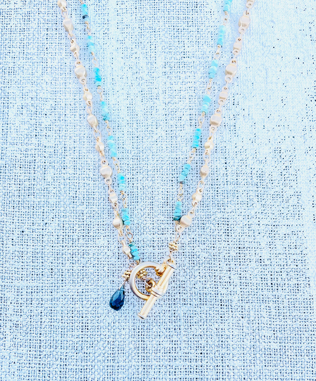 Gold and Sleeping Beauty Turquoise Toggle Necklace