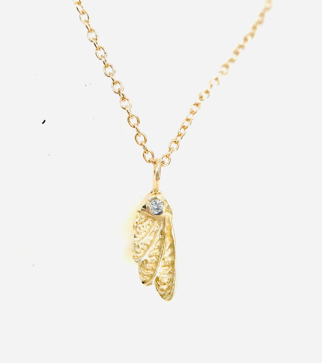 Small Angel Wing Diamond Necklace