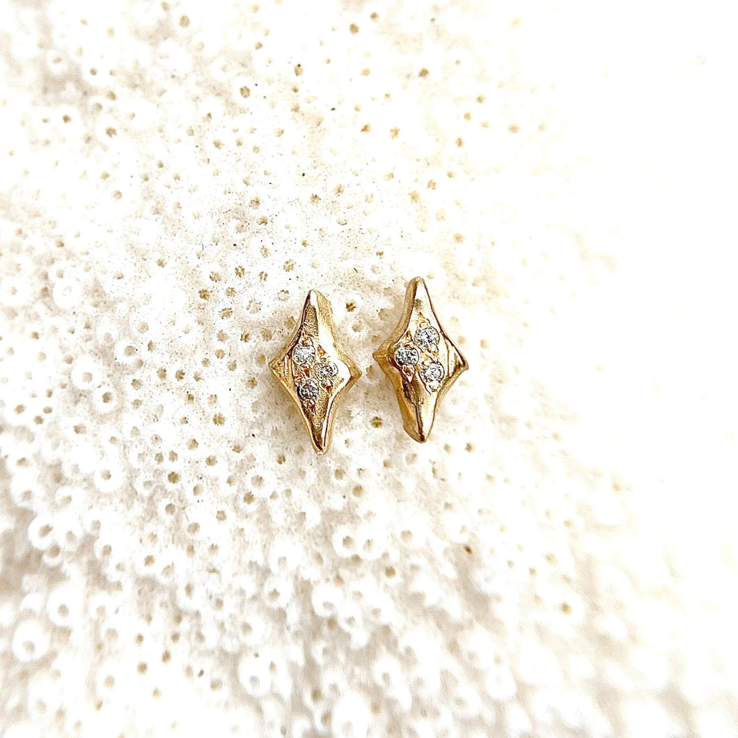 Diamond-Shaped Diamond Stud Earrings