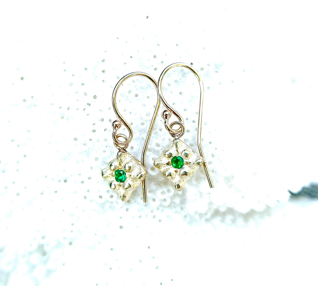 Emerald Heart of the Cross Earrings