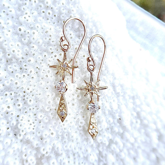 Tiny Gratitude Star Diamond with Kite Delicate Earrings