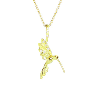 Large Hummingbird Necklace with Diamond Bail
