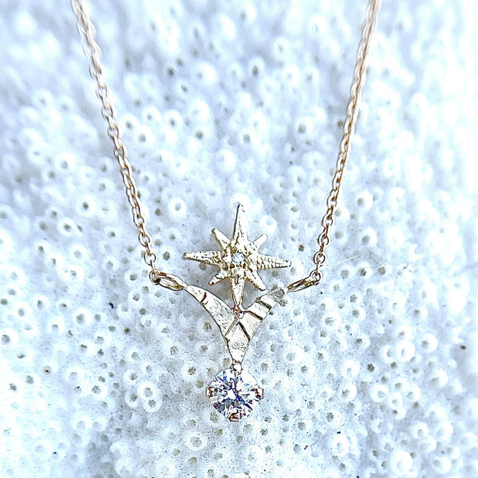 Soaring Tiny Gratitude Star with Diamond Necklace