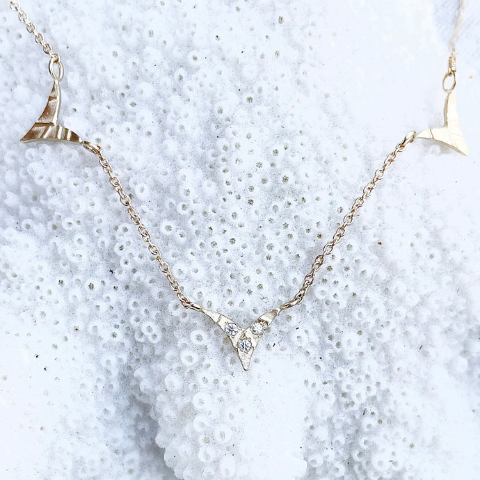 Triple Soaring Delicate Necklace with 3 Diamonds