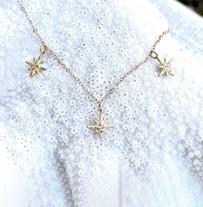 Triple Tiny Gratitude Star Delicate Necklace