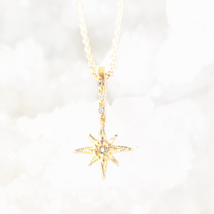 Tiny Gratitude Star Necklace with Diamond Bail