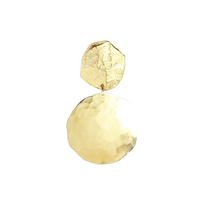 Gold Stud & Disc Drop Earrings