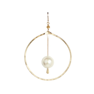Gold Pearl Circle Earrings