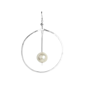Silver Pearl Circle Earrings