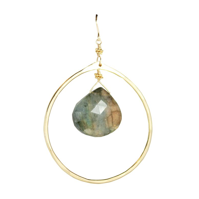 Labradorite Circle Earrings